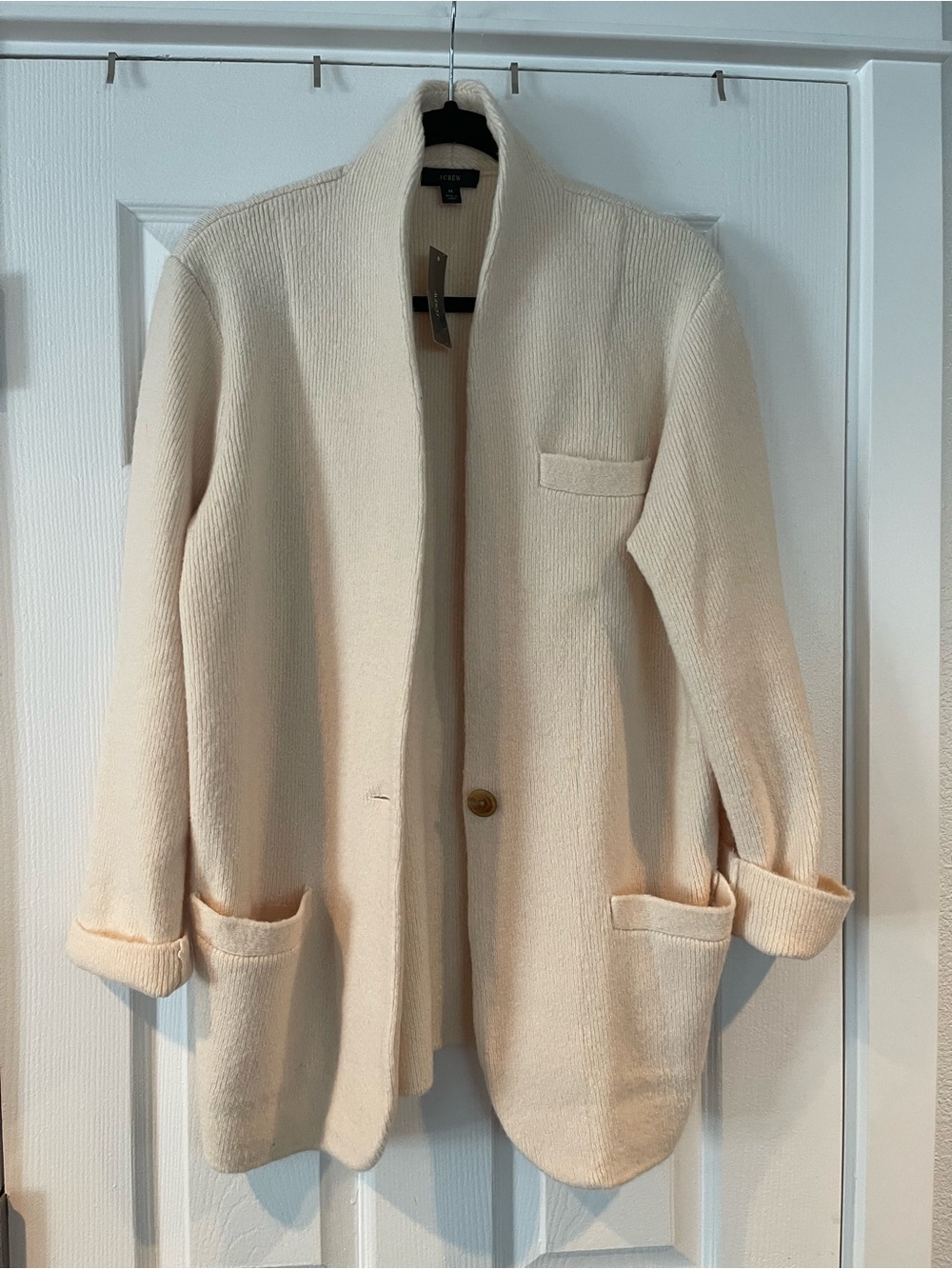 J. Crew Cream Knit Open-Front Coatigan